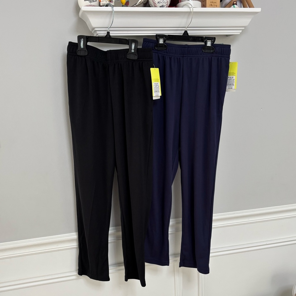 NWT- All in Motion- Boys Black and Navy Mesh Long Pants- Size Medium (8/10)